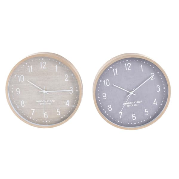 Väggklocka Home ESPRIT Beige Grå PVC 30 x 4 x 30 cm (2 antal)
