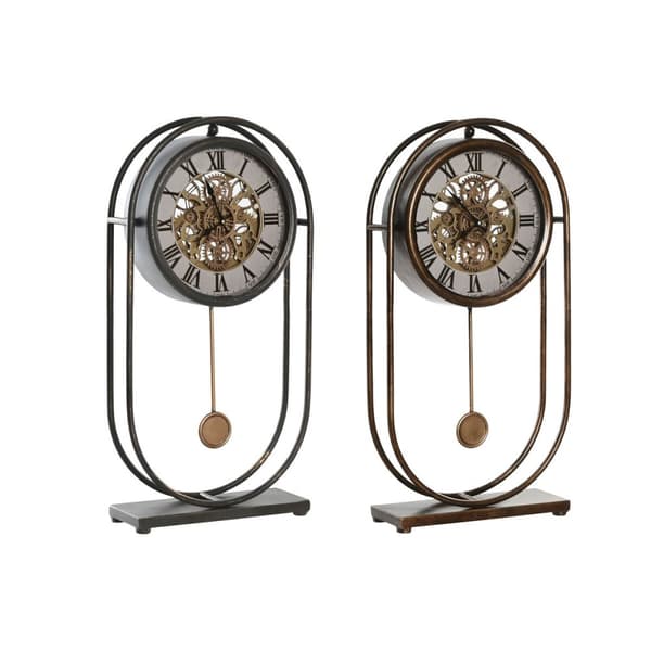Pöytäkello Home ESPRIT Svart Gyllen Vintage (2 enheter)