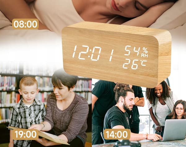 TRÆUR MED TERMOMETERKLAPPER PÅ USB ELLER BATTERIER