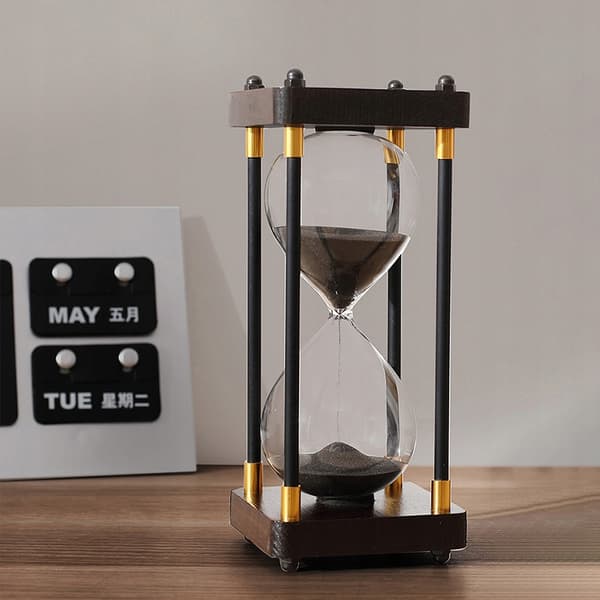 RETRO Glas - Vackert trätimglas 60 minuter XXL 25x10cm svart