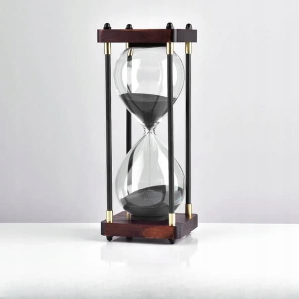 RETRO Glas - Vackert trätimglas 60 minuter XXL 25x10cm svart