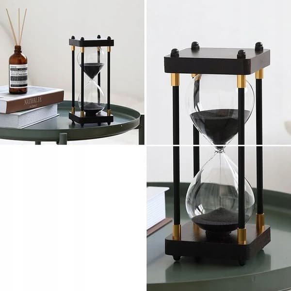 RETRO Glas - Vackert trätimglas 60 minuter XXL 25x10cm svart