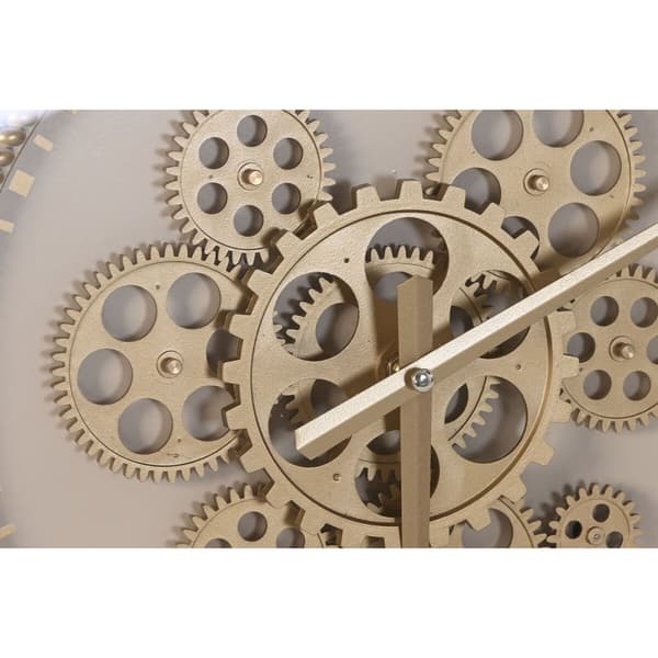 Väggklocka Home ESPRIT Beige Gyllene Glas Järn 55,5 x 8,5 x 55,5 cm