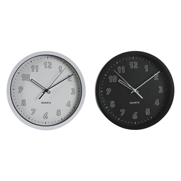 Väggklocka DKD Home Decor Vit Svart PVC 25,4 x 4 x 25,4 cm (2 antal)
