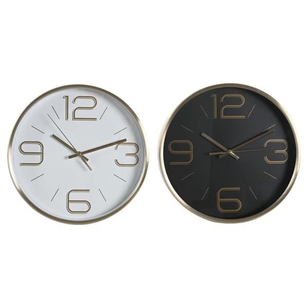Vægur DKD Home Decor Hvid Sort Gylden Aluminium Ø 25 cm 25 x 4 x 25 cm (2 enheder)