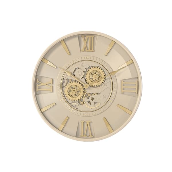 Veggklokke Home ESPRIT Beige Gyllen Krystall Jern 60 x 8 x 60 cm