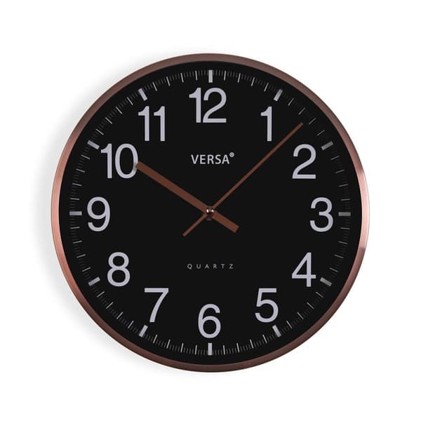 Väggklocka Versa Svart Metall