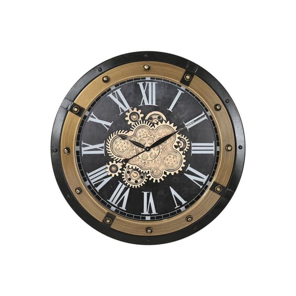 Veggklokke Home ESPRIT Svart Gyllen Jern 80 X 8,5 X 80 cm