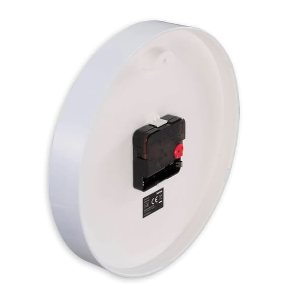 Tyst väggklocka med 22 cm diameter och svepande sekundvisare - Vit