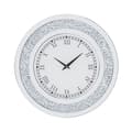 Miniatyrbild 2 av 2: Modern väggklocka, romerska siffror, gnistrande krossad diamant,Silver, 60 cm (24 tum)