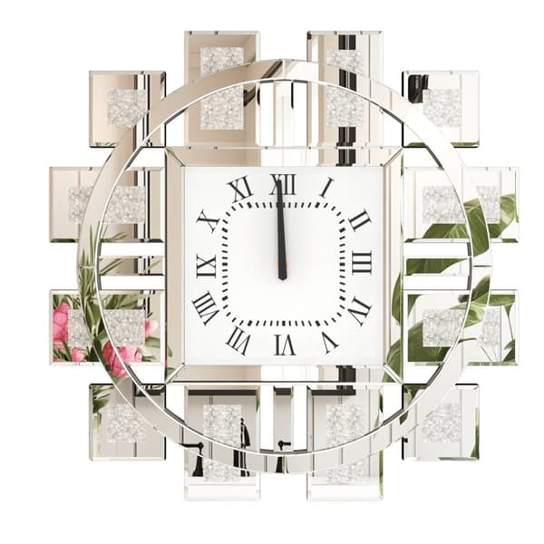 Dekorativ Väggklocka, Tyst Kvartsrörelse, Modern Konstdesign,Silver, 24 tum