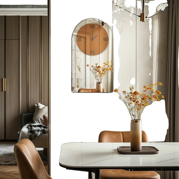 Vægur, buet design, romerske tal,20 tommer, Sølv