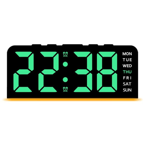LED-klocka Digital Väckarklocka Stor Display Datum Temperatur Väckarklocka - Svart / Grönt Ljus