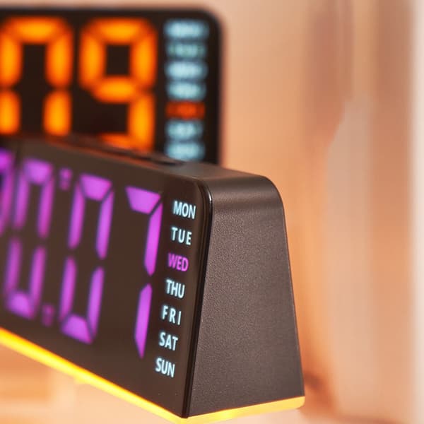 LED-kello digitaalinen herätyskello suuri näyttö päivämäärä lämpötila herätyskello - Musta/Oranssi valo