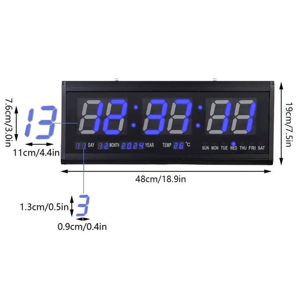 Modern väggklocka, LED-display, tyst drift