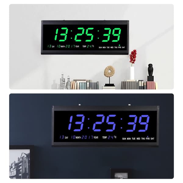 Modern väggklocka, LED-display, tyst drift