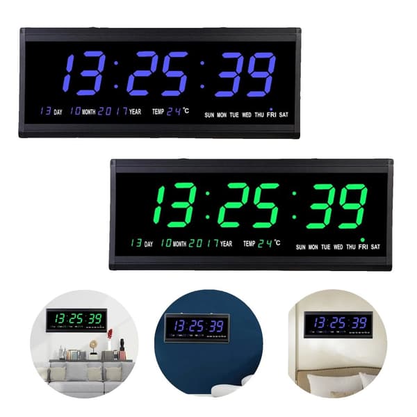 Modern väggklocka, LED-display, tyst drift