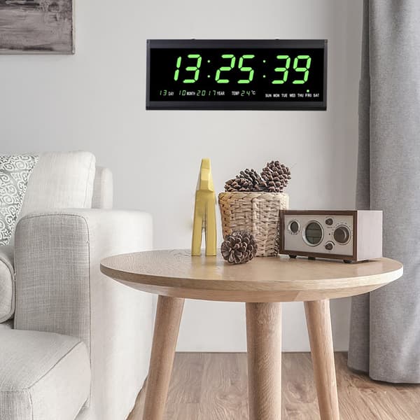 Väggklocka, LED-multifunktionell display, temperaturindikator