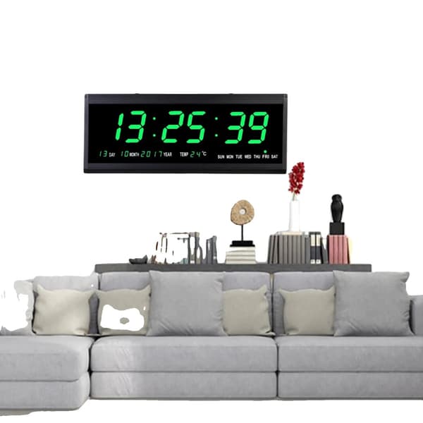 Väggklocka, LED-multifunktionell display, temperaturindikator