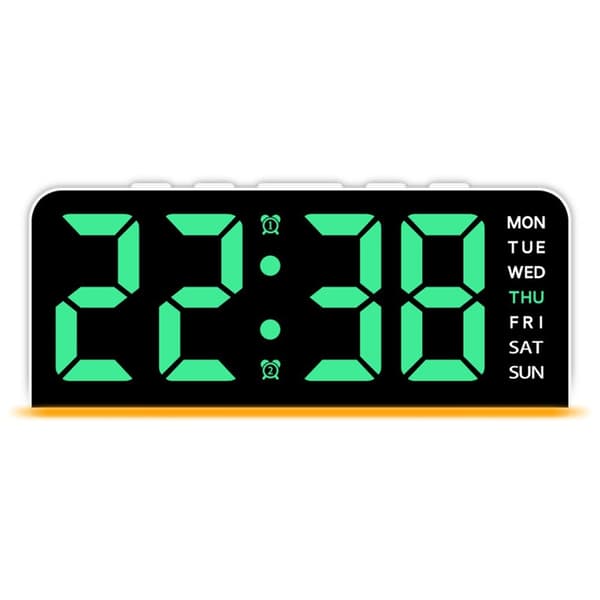 LED-klocka Digital Väckarklocka Stor Display Datum Temperatur Väckarklocka - Vit / Ljusgrönt Ljus