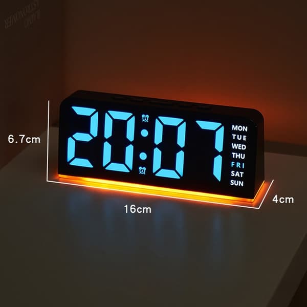 LED-ur Digitalt vækkeur Stort display Dato Temperatur vækkeur - Hvidt / Lyserød lys