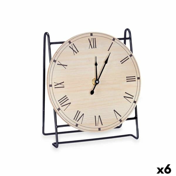 Namizna ura Sort Metal Træ MDF 19 x 21 x 9 cm (6 enheder)