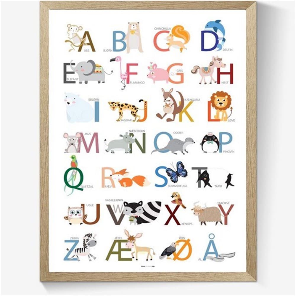 Plakat - ABC tavle med dyr
