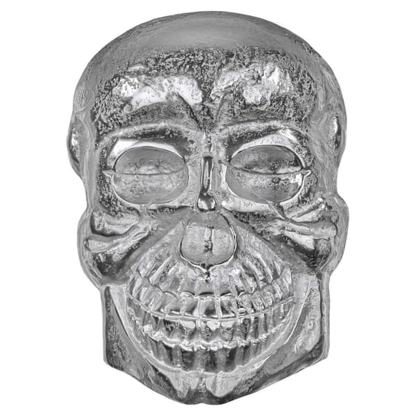 WOMO-DESIGN deco Kallo seinä veistokset tehty kiillotetusta alumiinista nikkelin kanssa tulevan goottilainen kallo Silver 42x30 cm (korkeus x leveys)