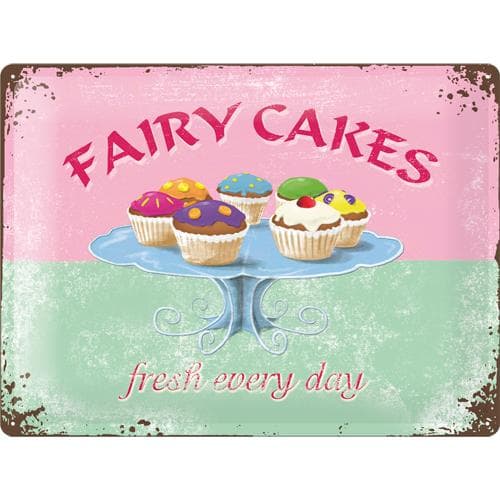 Metallskylt 30×40 cm Fairy cakes fresh every day