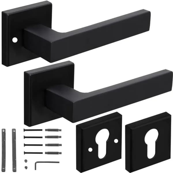 Dörrhandtag - Komplett Set - Mattsvart