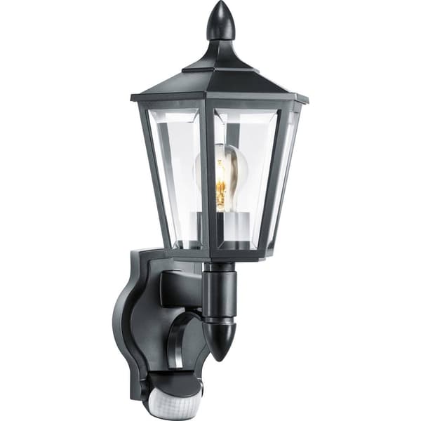 Steinel L 15 S 617813 Utomhusväggbelysning med rörelsedetektor Lågenergilampa, LED E27 60 W Svart Svart, Transparent