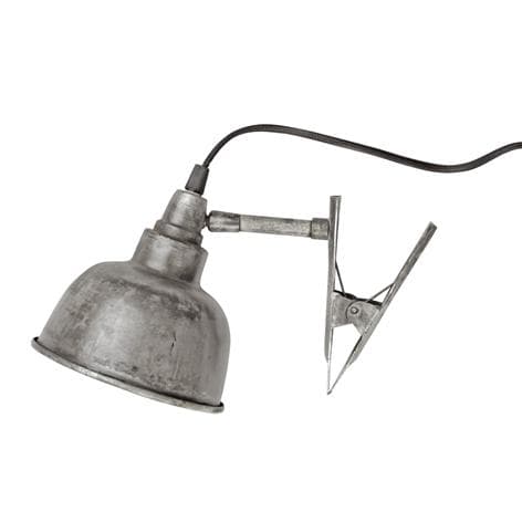 Vägglampa m. Klämma Antik Silver
