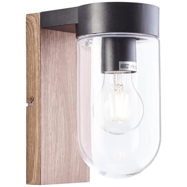 BRILLIANT Utomhusvägglampa CABAR - E27 - 1x40W - Mörkt trä och svart färg