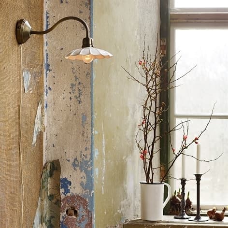 Wall Lamp Gustav White/Antique Brass