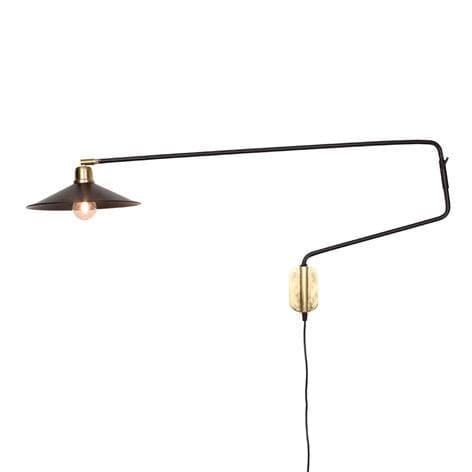 Vägglampa Lång Arm Svart/Mässing