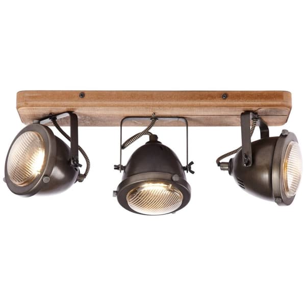 BRILLIANT lampa Carmen Träfläckstång 3-flammar bränt stål / trä | 3x PAR51, GU10, 5W, lämplig för reflektorlampor (ingår ej) | Skala A ++ till E | Svä