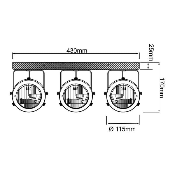 BRILLIANT lampa Carmen Träfläckstång 3-flammar bränt stål / trä | 3x PAR51, GU10, 5W, lämplig för reflektorlampor (ingår ej) | Skala A ++ till E | Svä