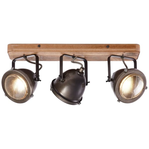 BRILLIANT lampa Carmen Träfläckstång 3-flammar bränt stål / trä | 3x PAR51, GU10, 5W, lämplig för reflektorlampor (ingår ej) | Skala A ++ till E | Svä