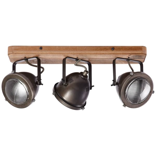 BRILLIANT lampa Carmen Träfläckstång 3-flammar bränt stål / trä | 3x PAR51, GU10, 5W, lämplig för reflektorlampor (ingår ej) | Skala A ++ till E | Svä