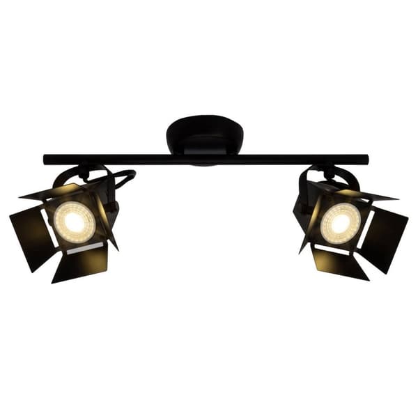 BRILLIANT lampe Film LED spotlight 2-flamme sort mat | 2x LED-PAR51, GU10, 5W LED-reflektorlamper inkluderet, (380lm, 3000K) | Skala A ++ til E | Drej