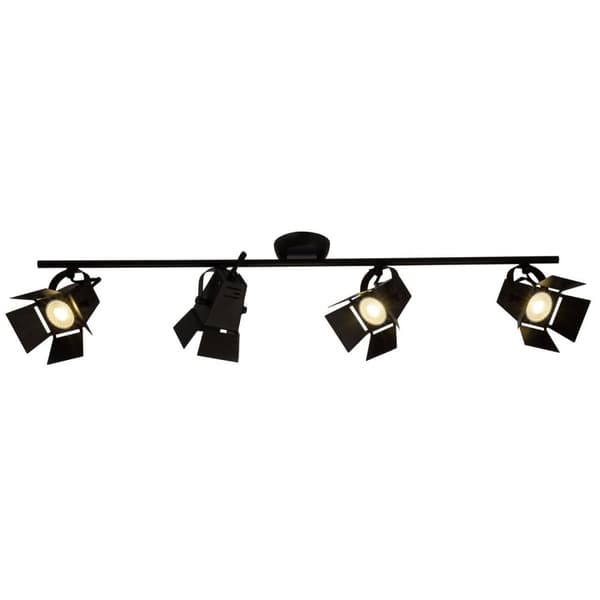 BRILLIANT lampe Film LED spotlight 4-flamme sort mat | 4x LED-PAR51, GU10, 5W LED-reflektorlamper inkluderet, (380lm, 3000K) | Skala A ++ til E | Drej