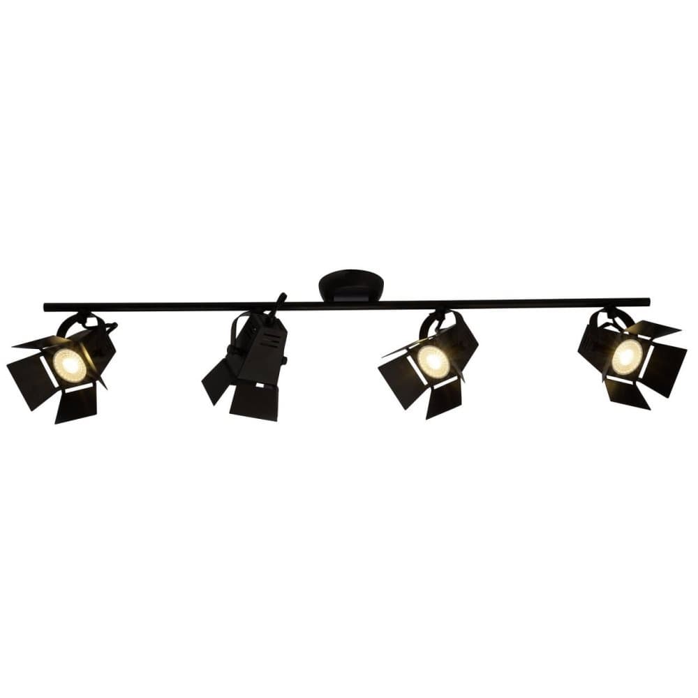BRILLIANT lampa Film LED-spotrör 4-lågor svart matt | 4x LED-PAR51, GU10, 5W LED-reflektorlampor ingår, (380lm, 3000K) | Skala A ++ till E | Svängbara