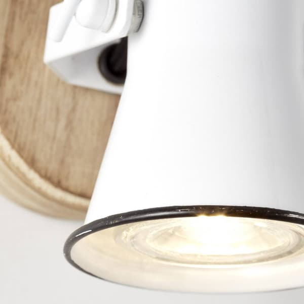 BRILLIANT lampe Frøvæg farve hvid / lyst træ | 1x PAR51, GU10, 5W, egnet til reflektorlamper (medfølger ikke) | Skala A ++ til E | Drejelige hoveder