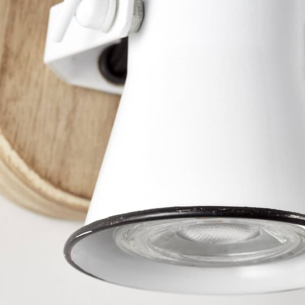 BRILLIANT lampe Frøvæg farve hvid / lyst træ | 1x PAR51, GU10, 5W, egnet til reflektorlamper (medfølger ikke) | Skala A ++ til E | Drejelige hoveder