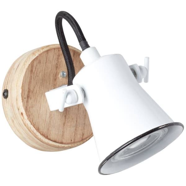 BRILLIANT lampe Frøvæg farve hvid / lyst træ | 1x PAR51, GU10, 5W, egnet til reflektorlamper (medfølger ikke) | Skala A ++ til E | Drejelige hoveder