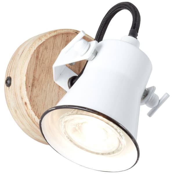 BRILLIANT lampe Frøvæg farve hvid / lyst træ | 1x PAR51, GU10, 5W, egnet til reflektorlamper (medfølger ikke) | Skala A ++ til E | Drejelige hoveder