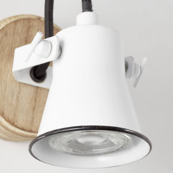 BRILLIANT lampe Frøvæg farve hvid / lyst træ | 1x PAR51, GU10, 5W, egnet til reflektorlamper (medfølger ikke) | Skala A ++ til E | Drejelige hoveder