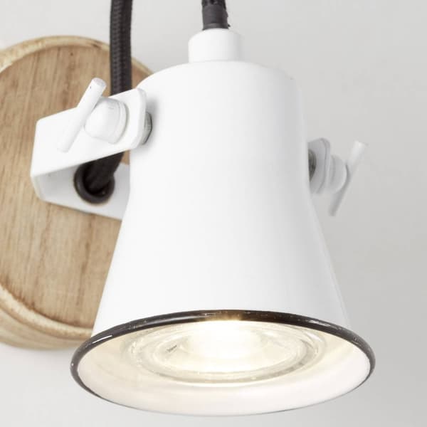 BRILLIANT lampe Frøvæg farve hvid / lyst træ | 1x PAR51, GU10, 5W, egnet til reflektorlamper (medfølger ikke) | Skala A ++ til E | Drejelige hoveder