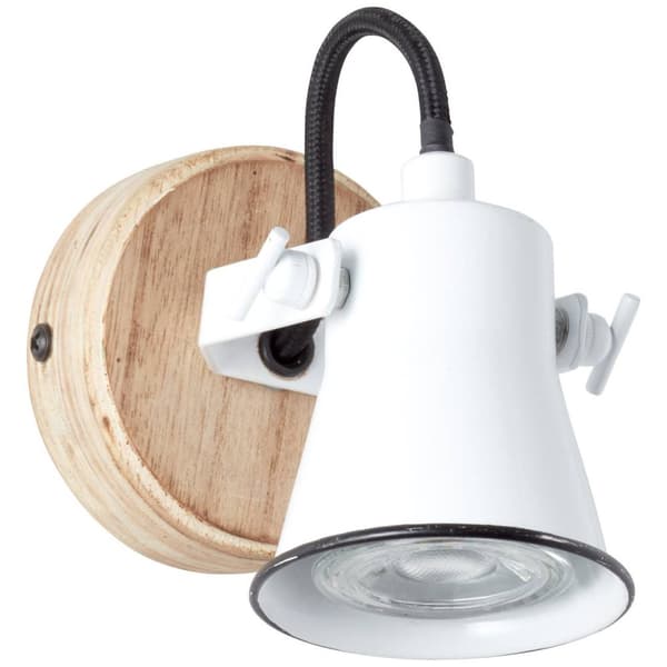 BRILLIANT lampe Frøvæg farve hvid / lyst træ | 1x PAR51, GU10, 5W, egnet til reflektorlamper (medfølger ikke) | Skala A ++ til E | Drejelige hoveder