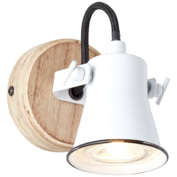 BRILLIANT lampe Frøvæg farve hvid / lyst træ | 1x PAR51, GU10, 5W, egnet til reflektorlamper (medfølger ikke) | Skala A ++ til E | Drejelige hoveder